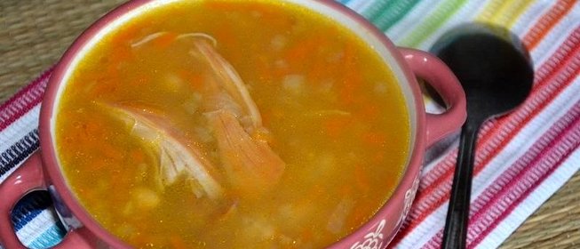 Фасолево-рисовый суп на копченой курице