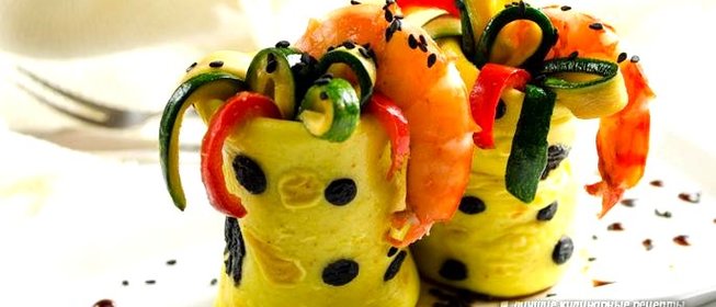 Закуска из блинчиков с морепродуктами