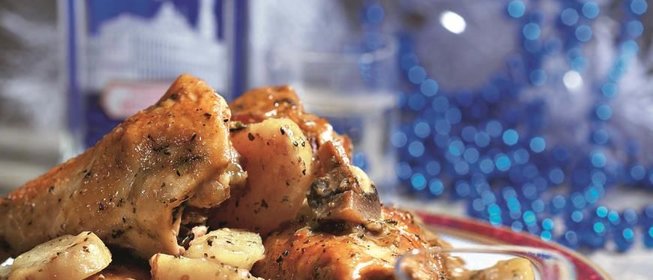 Рагу из индейки с грибами и имбирем