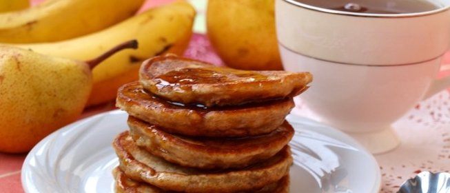 Оладьи с грушами и бананом