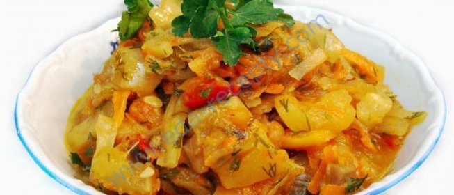 Рагу кабачки с капустой и шампиньонами