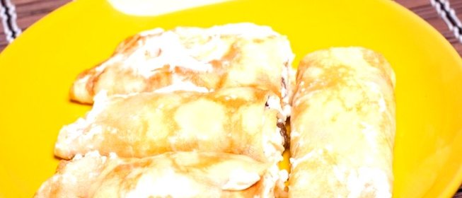 Блины на молоке с творогом