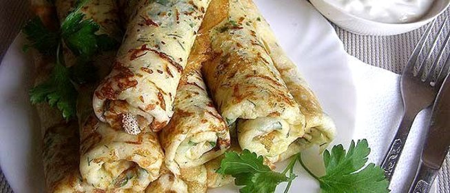 Сырные блины с зеленью