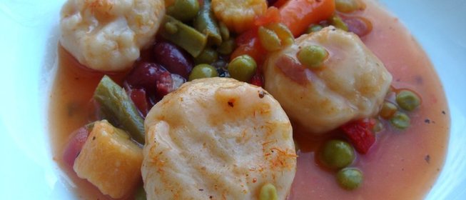 Овощное рагу с пшеничными кружочками