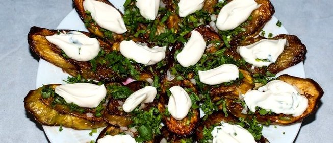 Баклажаны жареные с кинзой