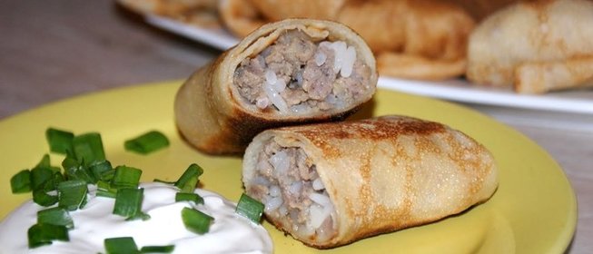 Блинчики с мясом и рисом
