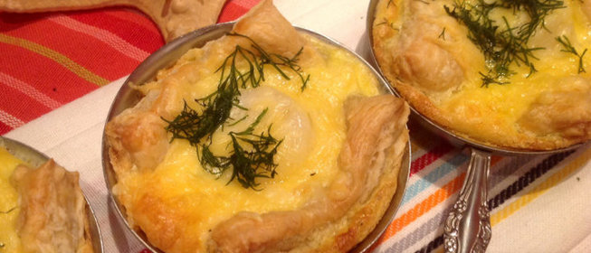 Морские гребешки в слоеном тесте