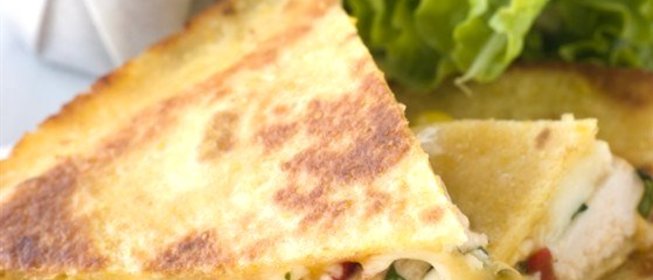 Кесадилья с курицей и баклажанами