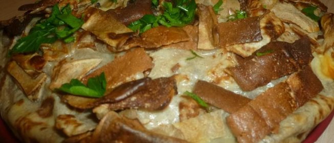 Блинный торт с сыром и грибами