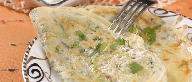 Блинчики с зеленым луком