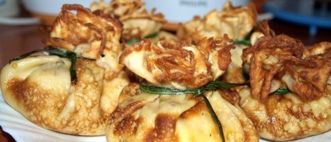 Жульен в блинных мешочках