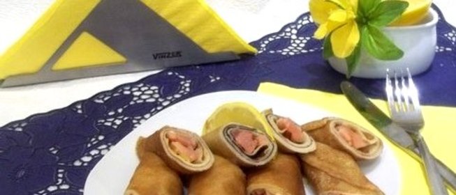 Блинчики с красной рыбой