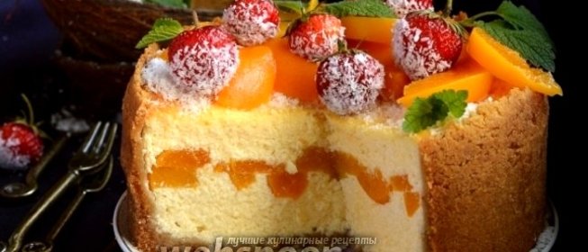 Кокосовый сырник с персиковой прослойкой