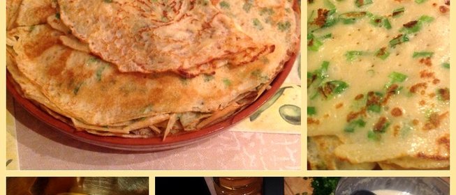 Блинчики с зеленым луком и сыром