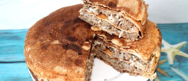 Блинный пирог с мясом