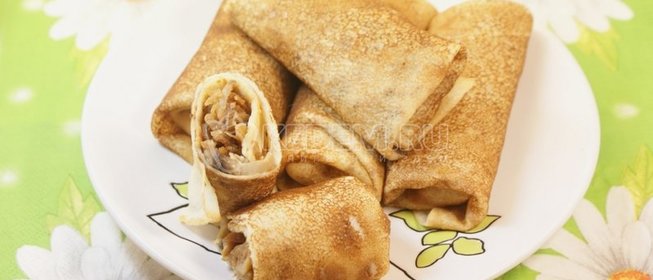 Блины с капустой и грибами