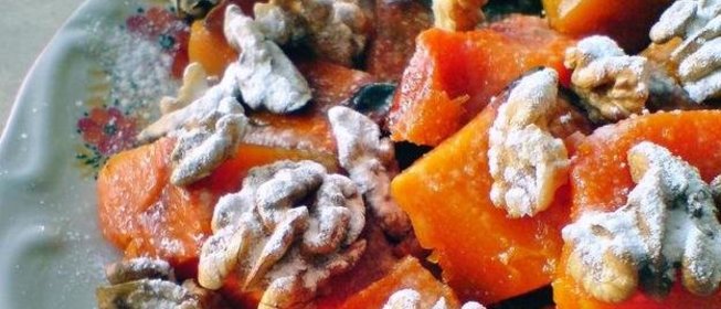 Запеченная тыква с медом и орехами