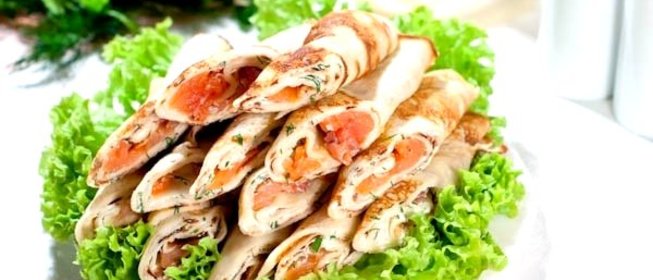 Блины с сыром рикотта и сёмгой