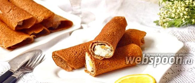 Блины гречневые с творожно-яблочной начинкой