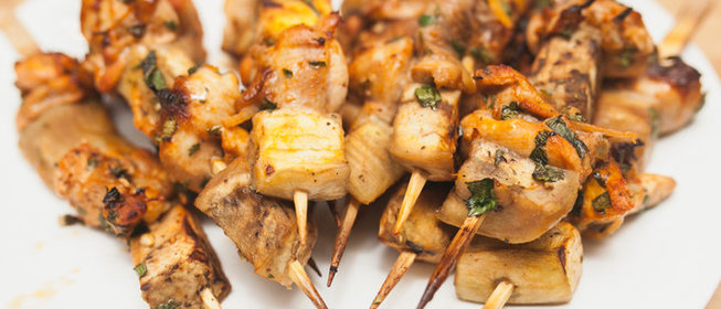 Шашлычки из курицы с баклажанами