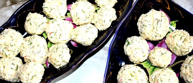 Сырные шарики с крабовыми палочками