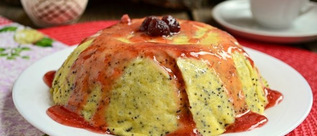 Творожная запеканка с маком и яблоками без выпечки