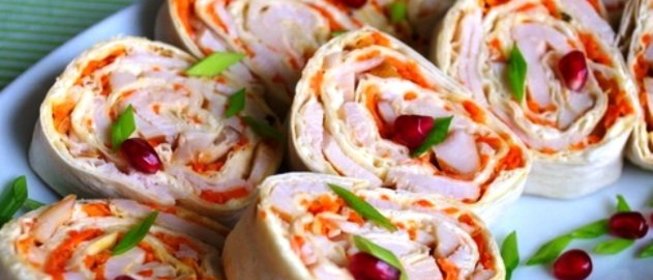 Лаваш с корейской морковкой