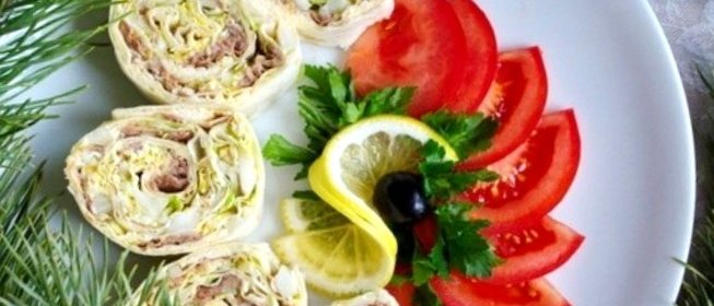 Лаваш с консервами и сыром