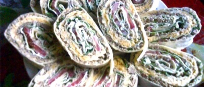 Закуска из лаваша с мясным фаршем