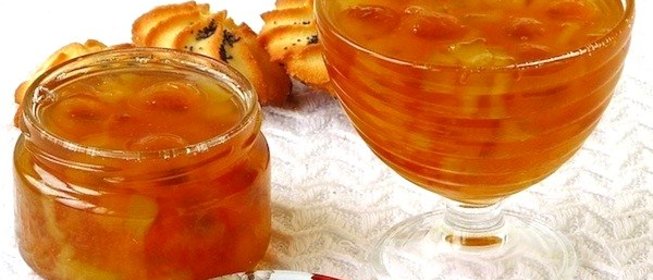 Варенье из жёлтой алычи с кабачками в ананасовом соке