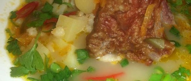 Рассольник на копченостях