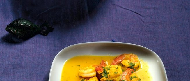 Креветки с чатни из манго