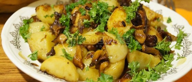 Лисички жареные с картофелем