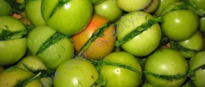 Квашеные зеленые помидоры с чесноком на зиму