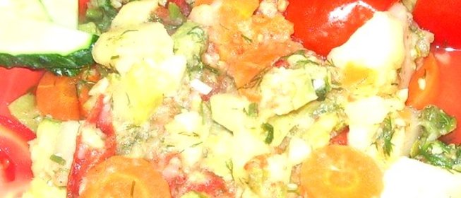 Кабачки тушеные с овощами