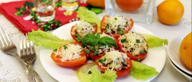 Помидоры с грибным фаршем