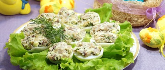 Яйца фаршированные грибами