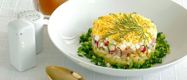 Классическая окрошка на квасе с языком