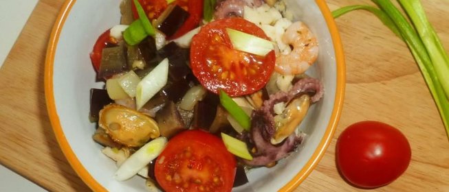 Закуска из баклажанов и морепродуктов