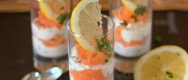 Закуска из семги в рюмках