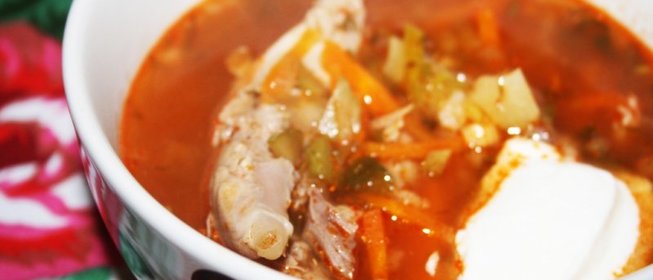 Рассольник с индейкой