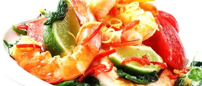 Креветки со шпинатом