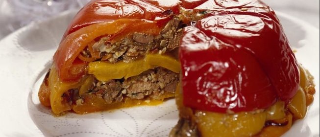 Террин из сладких перцев с печеночным салатом