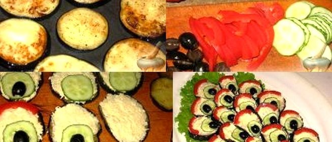 Закуска из баклажанов, огурца и сладкого перца