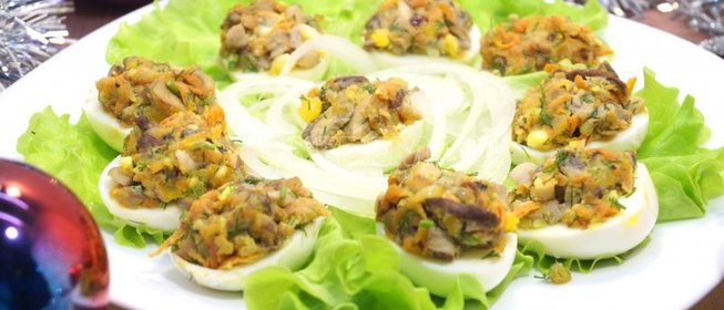 Яйца фаршированные грибами