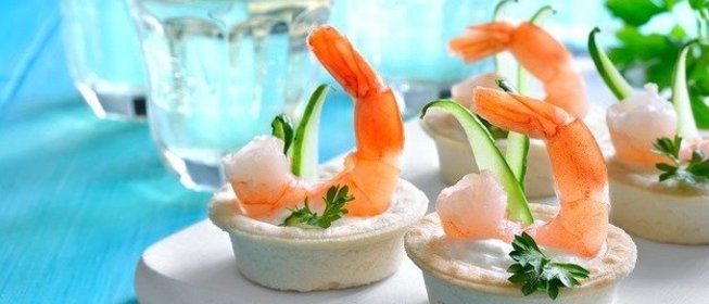Мини-тарталетки с креветками