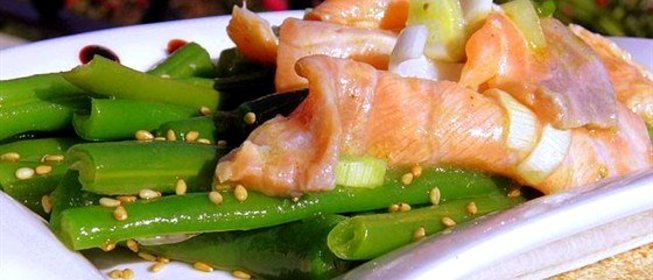 Севиче из семги и зеленой фасоли