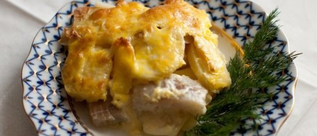 Запеканка с картофелем и рыбой