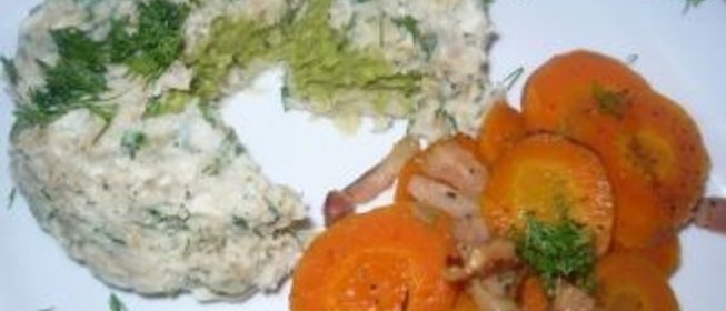 Рыбное суфле с зеленым горошком