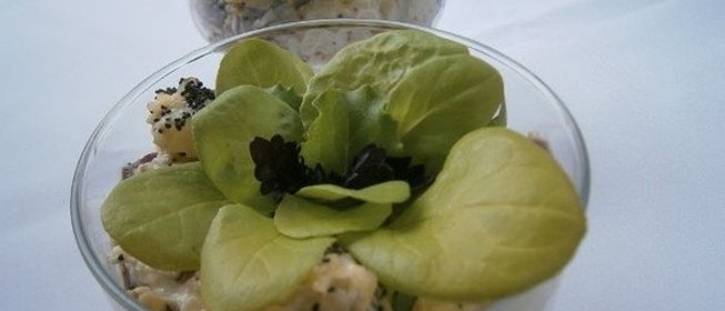 Салат с курицей, ананасом и маковой заправкой